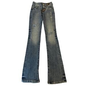 Express Skyscraper Mid Rise Jeans 0 Long NWT Medium Wash Stretch Flare